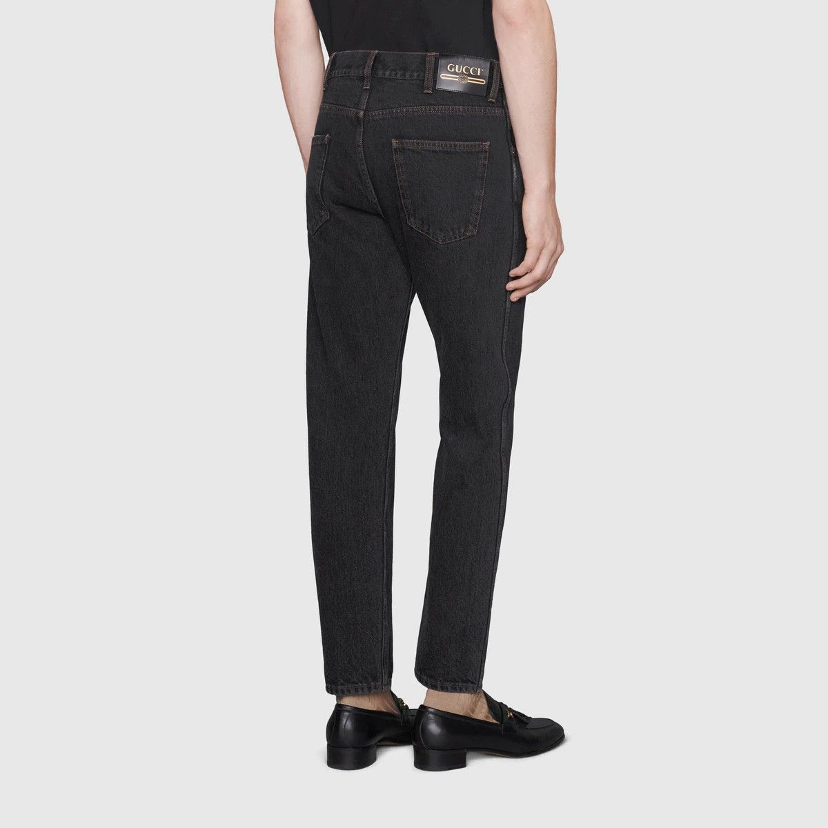 Gucci o1mt1gz0725 Tapered Eco Stonewashed Denim Pant in Black Size US 35 - 5 Thumbnail