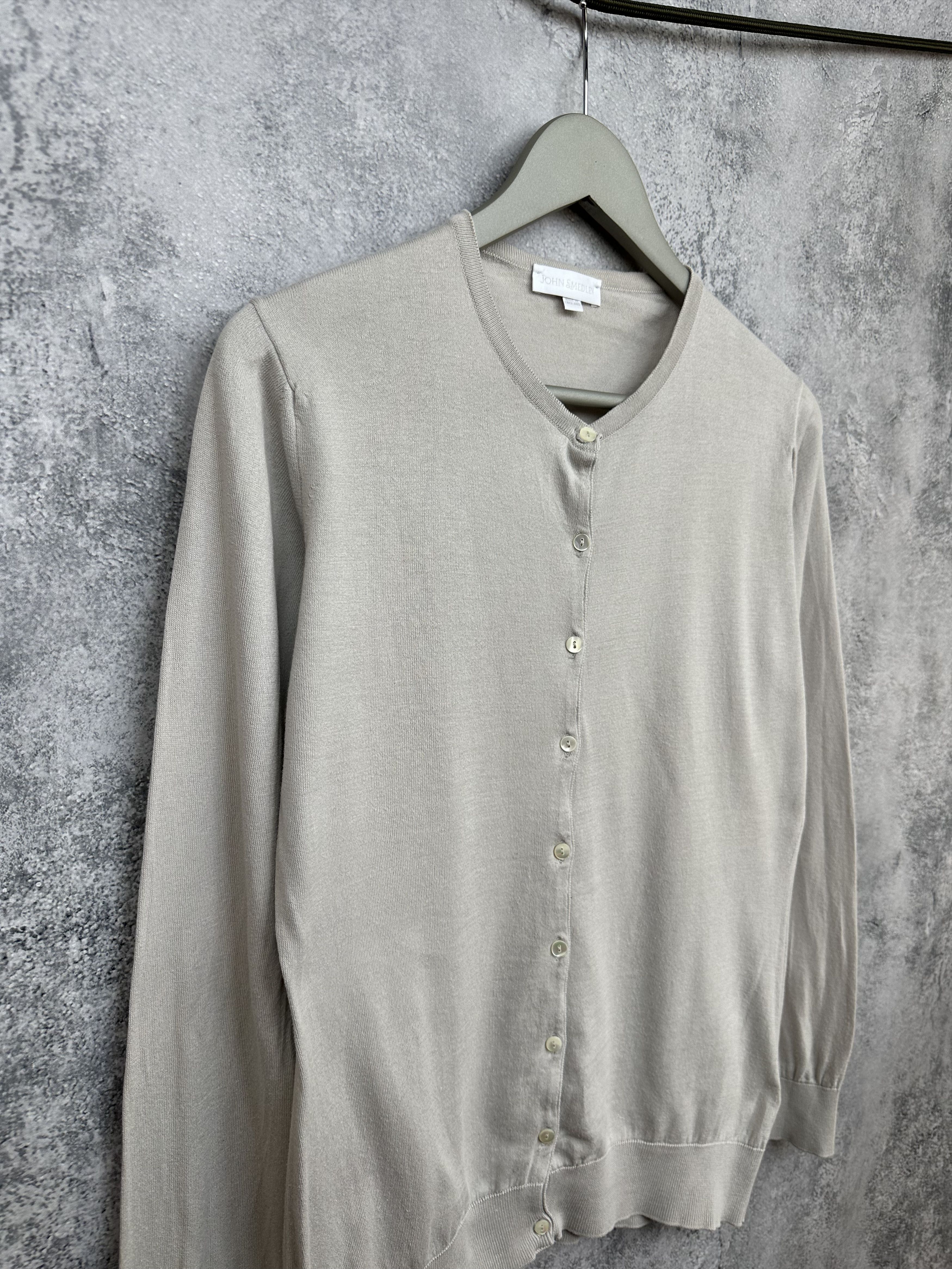 John Smedley John Smedley Sea Island Cotton Cardigan Crew Lightweight Size L / US 10 / IT 46 - 3 Thumbnail