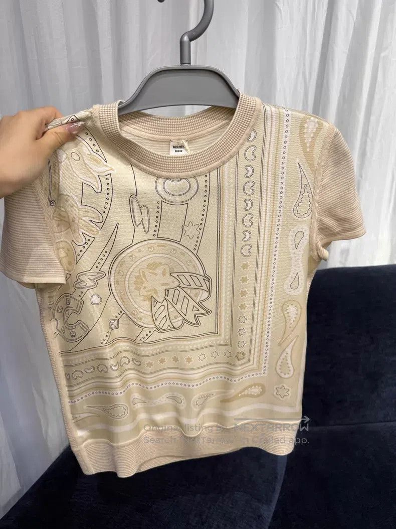Hermes Hermes 25FW patterned printed silk short-sleeve - mulberry Size XXS / US 00 / IT 34 - 1 Thumbnail