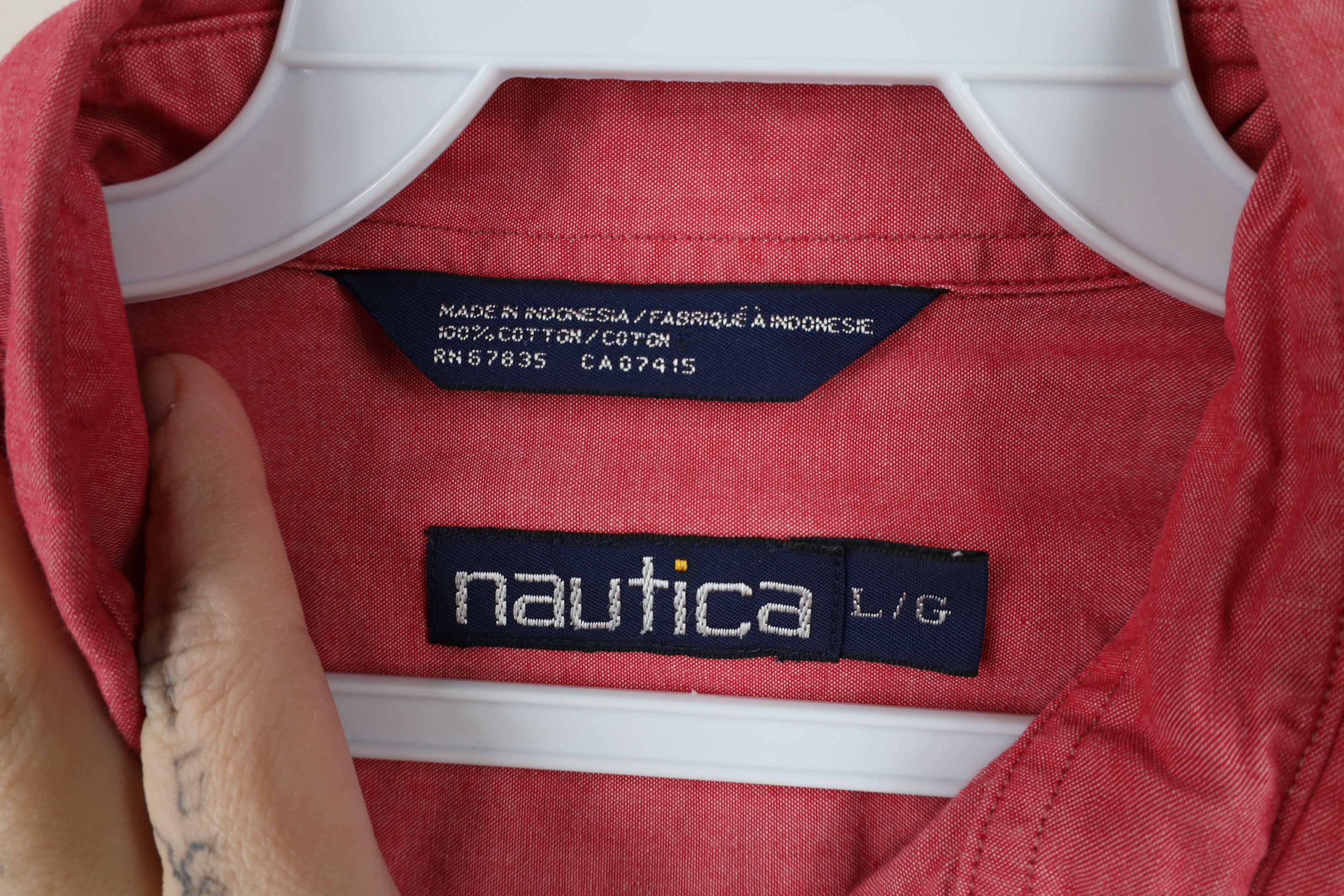 Nautica × Vintage Vintage 90s Nautica Chambray Short Sleeve Button Down Shirt Size US L / EU 52-54 / 3 - 9 Thumbnail