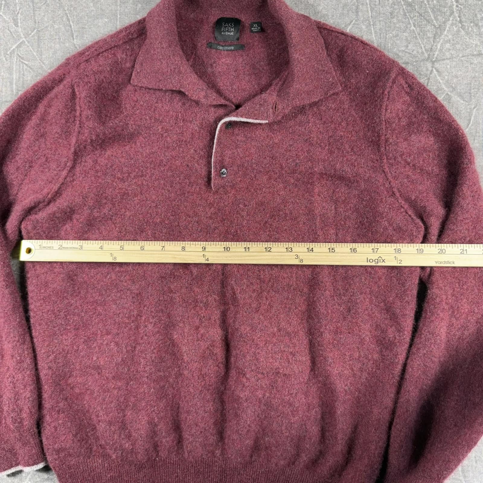 Saks Fifth Avenue Saks Fifth Avenue Sweater Men's XL Burgundy Cashmere Size US XL / EU 56 / 4 - 4 Thumbnail