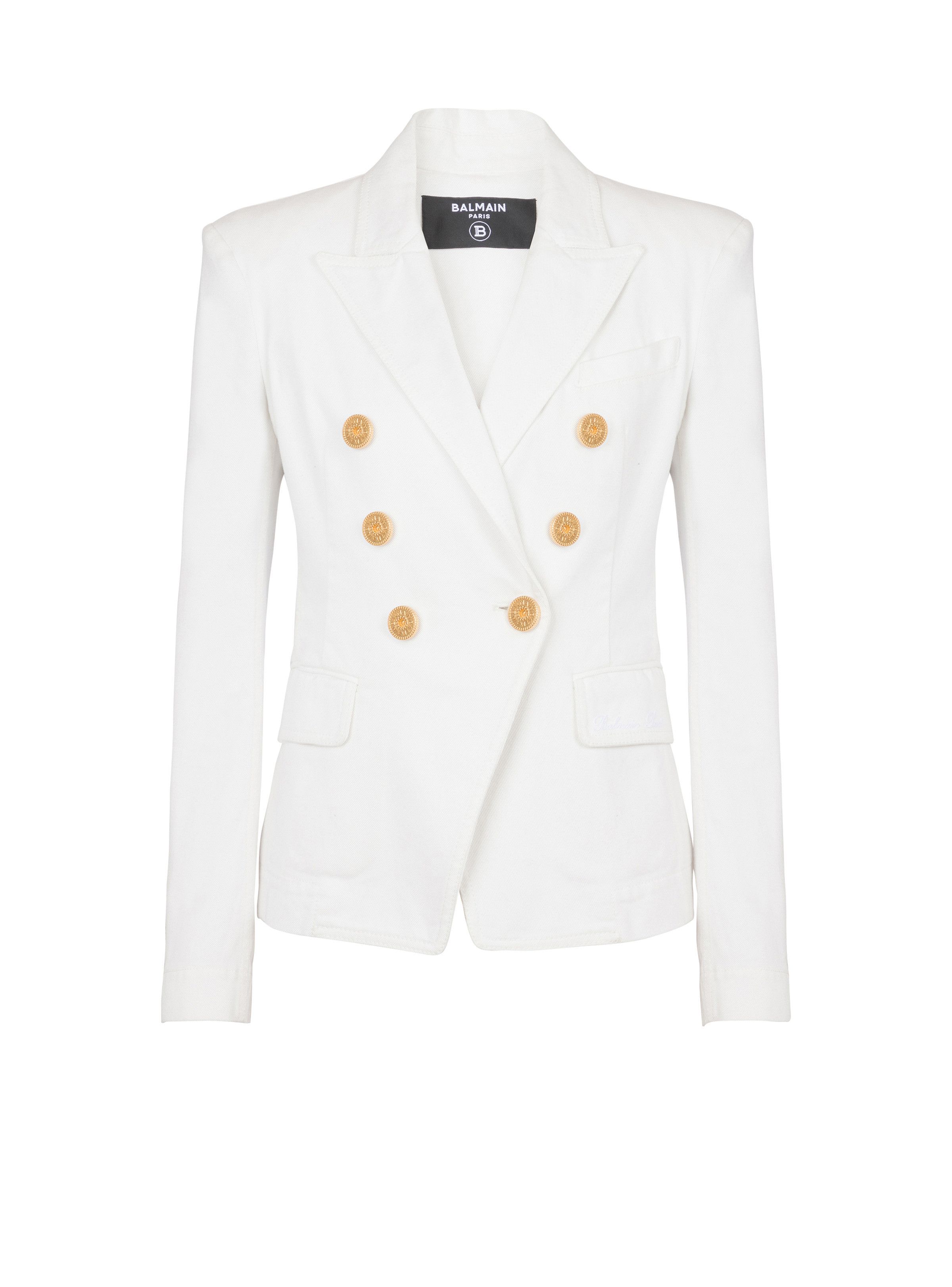 Balmain o1y0525 Denim Jacket in White Size M / US 6-8 / IT 42-44 - 1 Thumbnail
