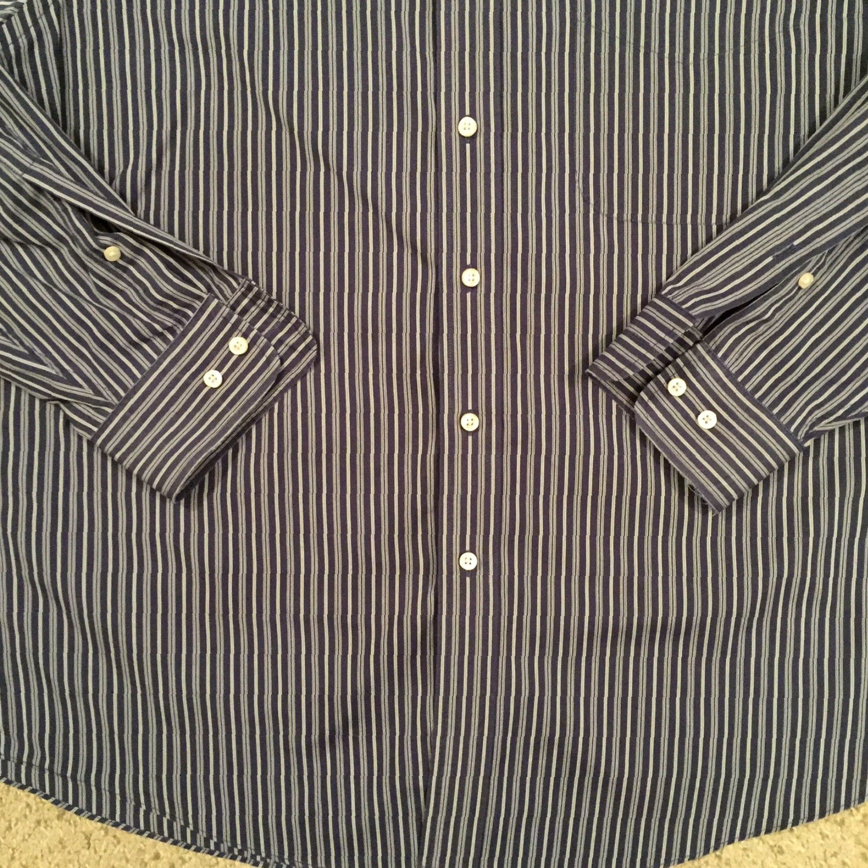 Jos. A. Bank Jos A Bank Shirt Mens Large Blue Striped Long Sleeve Button Up Size US L / EU 52-54 / 3 - 4 Thumbnail