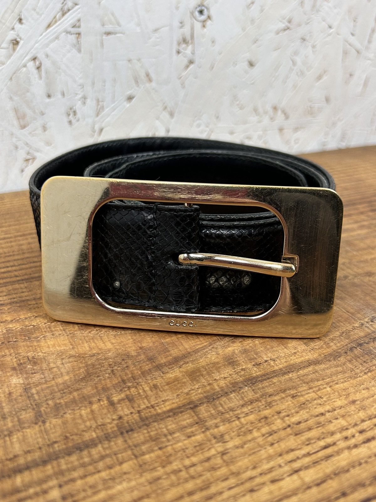 Gucci Vintage Gucci Italy Large Buckle Leather Belt 167902 1766 Size ONE SIZE - 1 Thumbnail