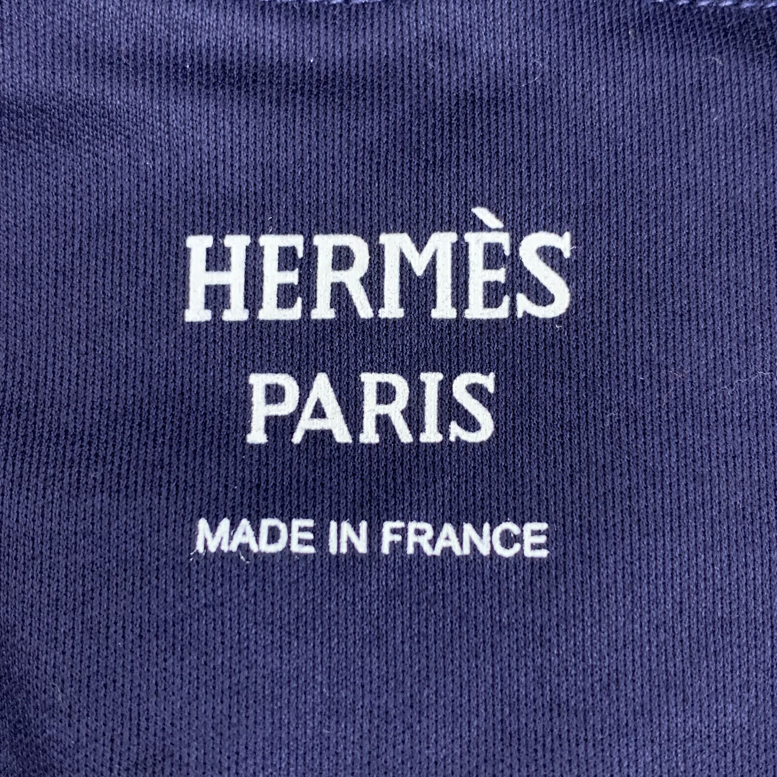 Hermes CW0450 Hermès Navy Blue Hooded Cotton T-Shirt Size XXS / US 00 / IT 34 - 5 Thumbnail