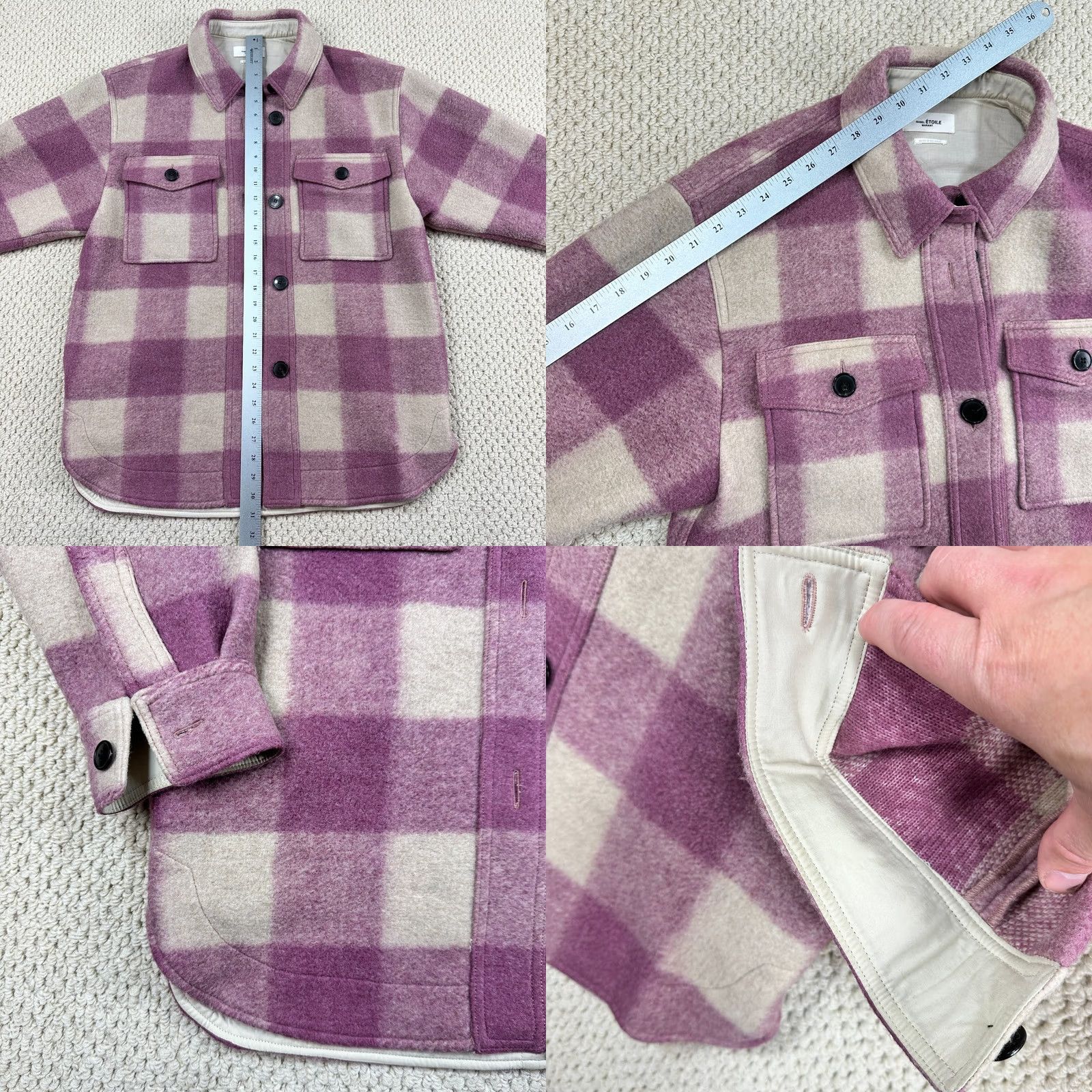 Isabel Marant Isabel Marant Etoile Womens Jacket Harveli Plaid Wool Blend XS Multicolor Rosewood Designer Size XS / US 0-2 / IT 36-38 - 8 Thumbnail