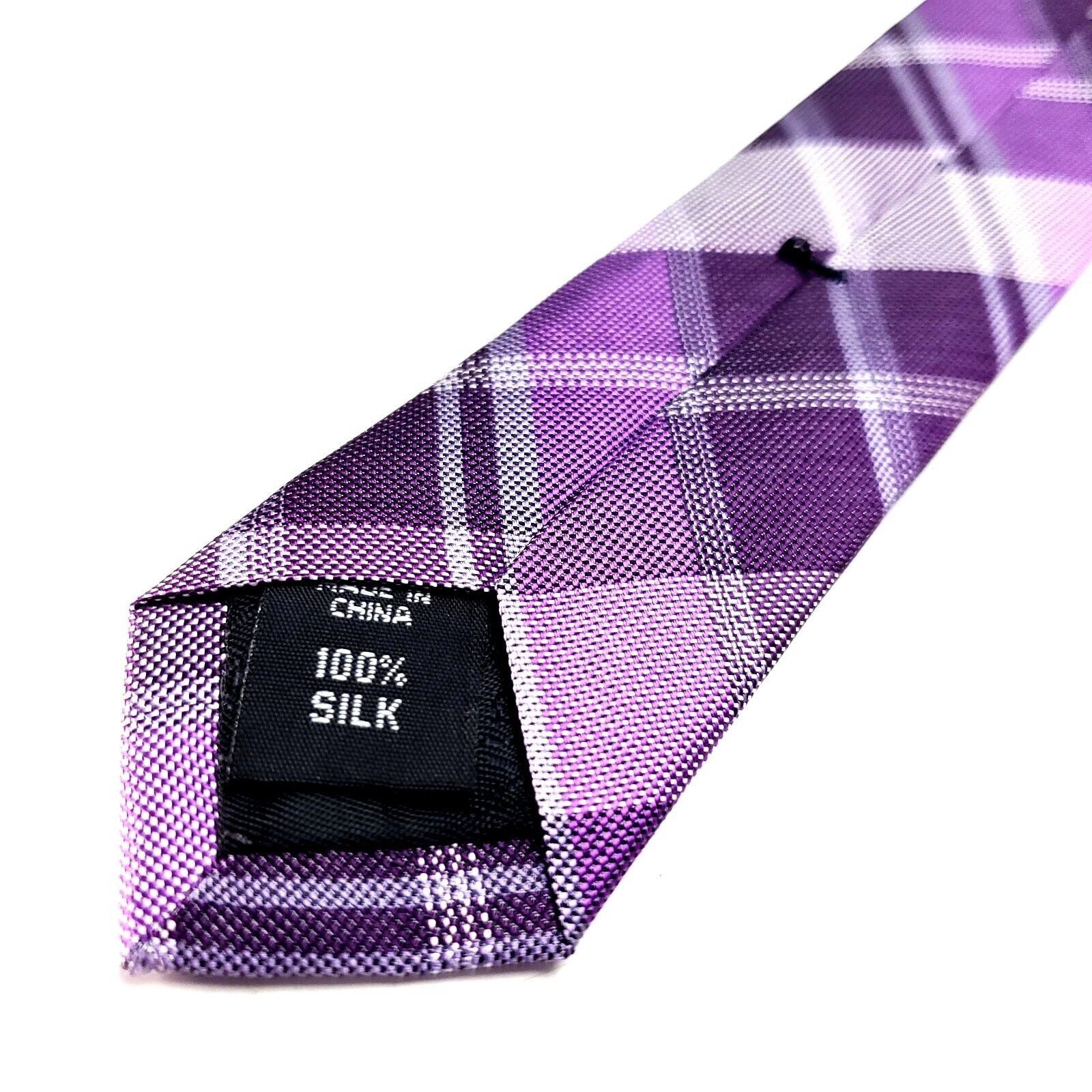 Calvin Klein Calvin Klein Purple Silk Tie Woven Skinny Tartan Plaid Size ONE SIZE - 5 Thumbnail
