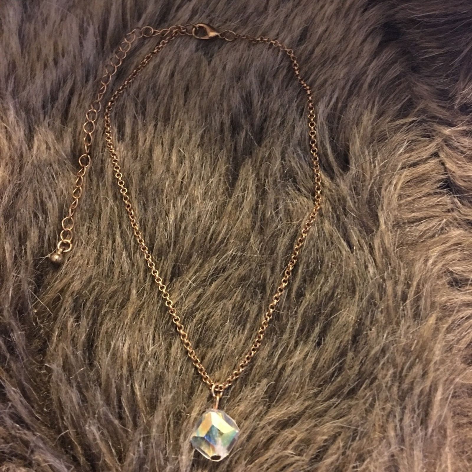 Vintage Vintage 80s faceted glass crystal on gold chain Size ONE SIZE - 8 Thumbnail