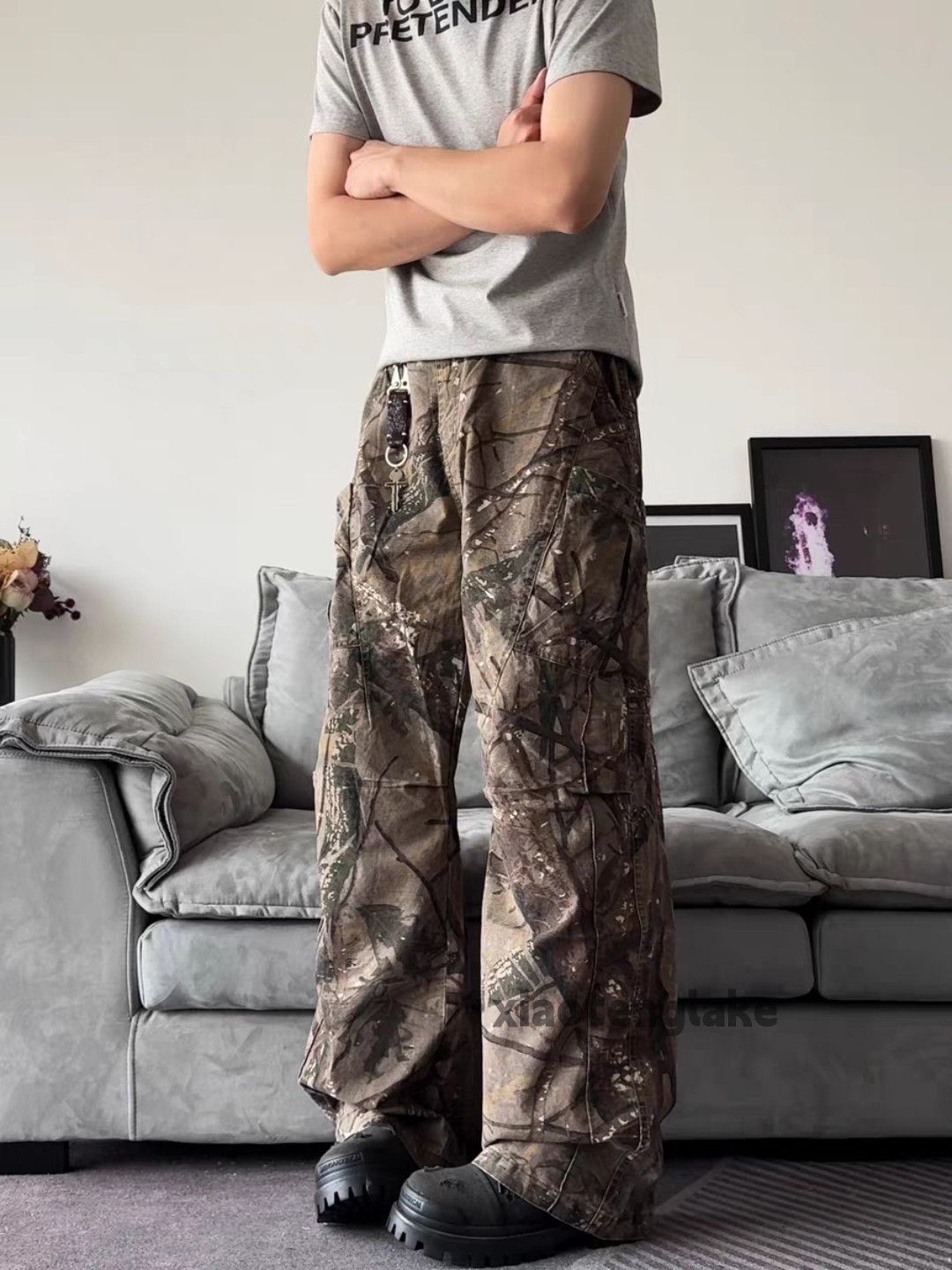 Designer Unisex outdoor utility loose baggy hiphop camo pants Size US 36 / EU 52 - 1 Thumbnail
