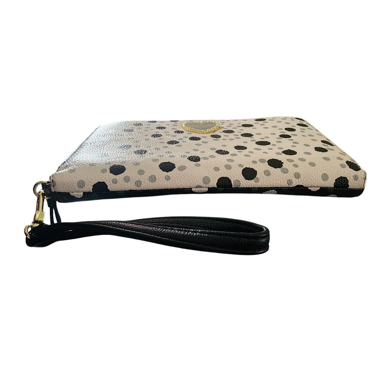 Betsey Johnson Betsey Johnson 9" Clutch Wallet Polka Dot Black White Gray Size ONE SIZE - 4 Thumbnail