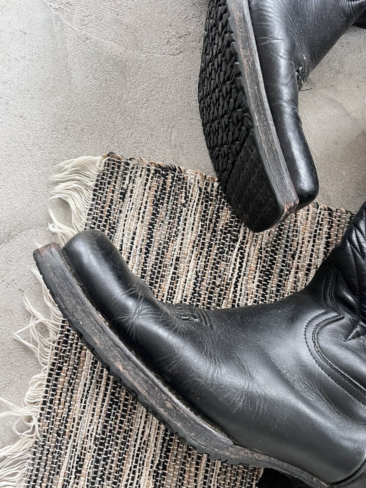 Cowboy Equipment Vintage Black Leather Cowboy High Boots Avantgarde Y2K Size US 11.5 / EU 44-45 - 8 Thumbnail