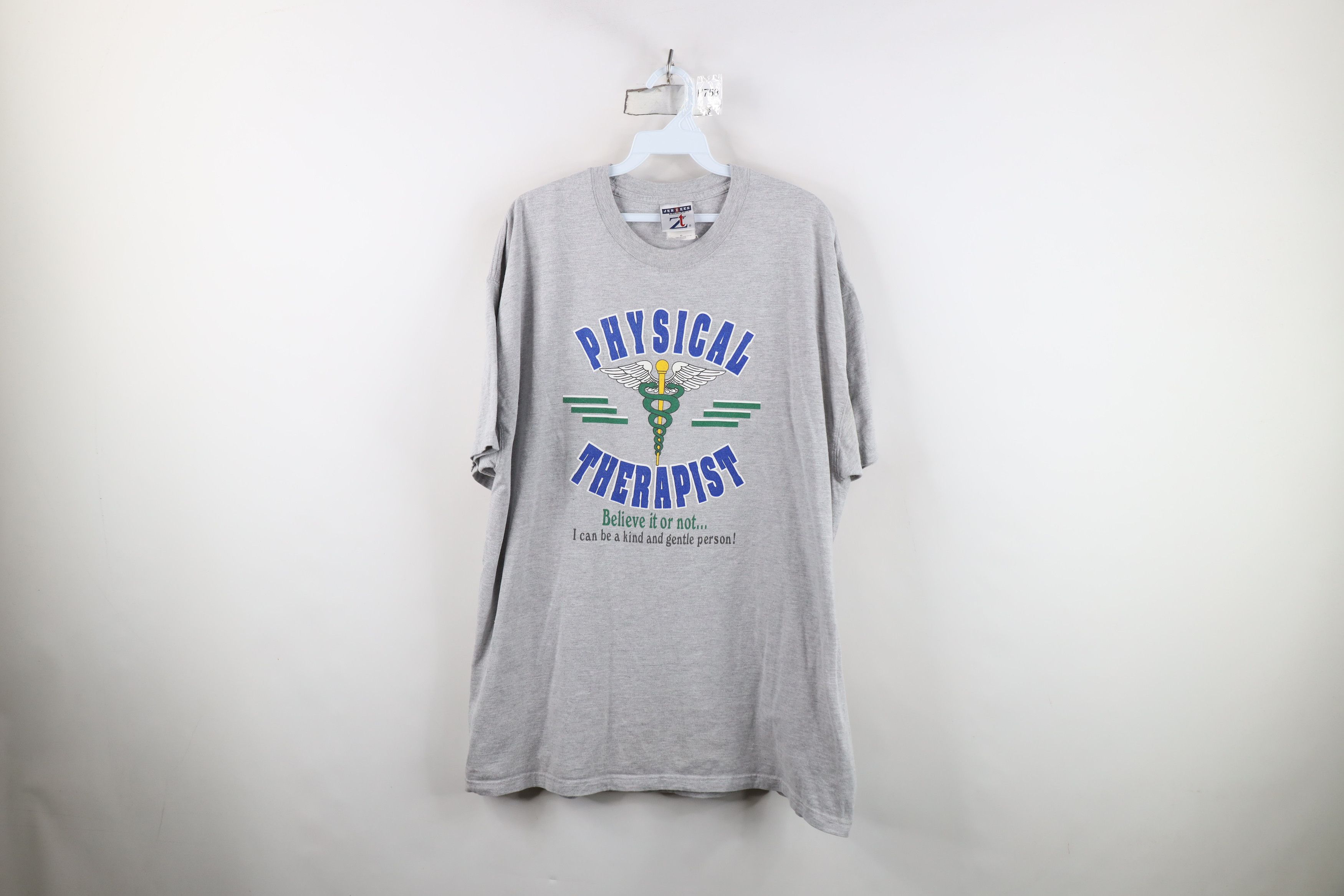 Vintage Vintage 90s Y2K Spell Out Physical Therapist PT T-Shirt Gray Size US XL / EU 56 / 4 - 1 Thumbnail