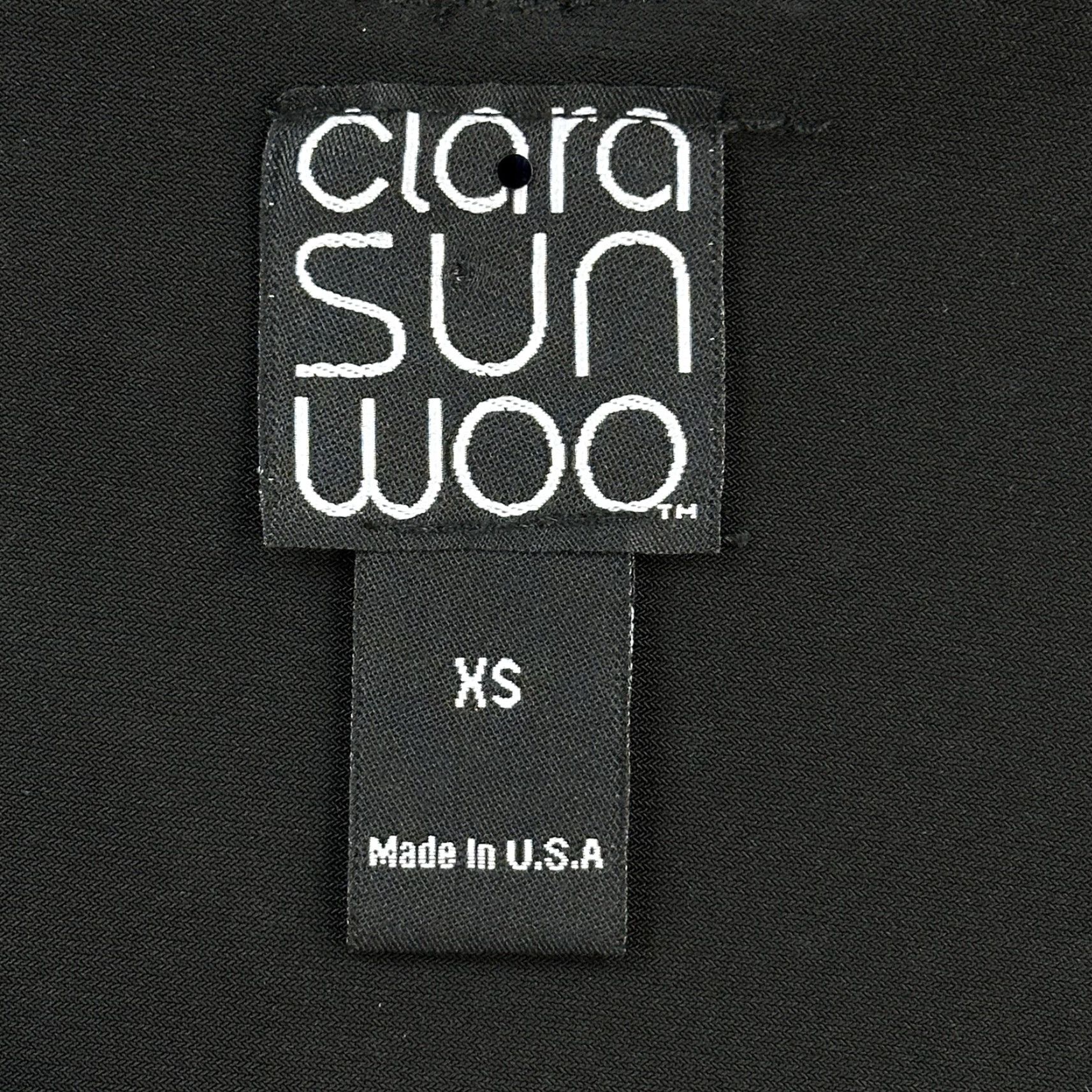 Vintage Clara Sun Woo Top Women's XS Black Shimmer Embellished V Neck Side Drape USA Shirt Womens XS Black Shimmer Embellished V Neck Side Drape USA Size XS / US 0-2 / IT 36-38 - 3 Thumbnail