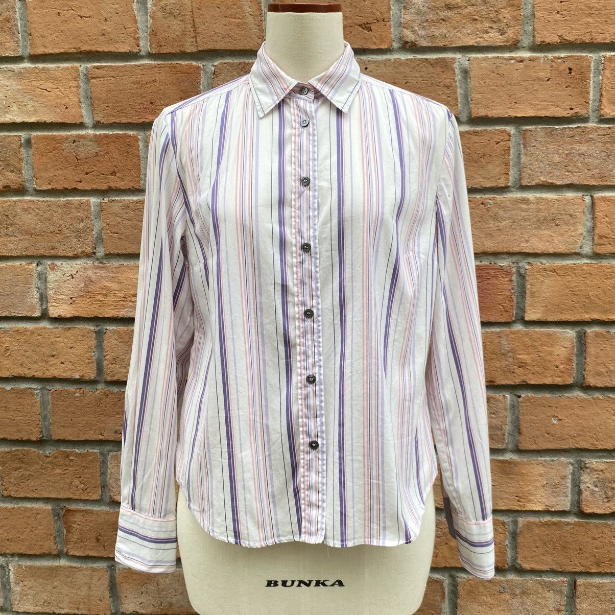 Max Mara Max Mara White Striped Long Sleeve Button-Up Shirt Size M / US 6-8 / IT 42-44 - 1 Thumbnail