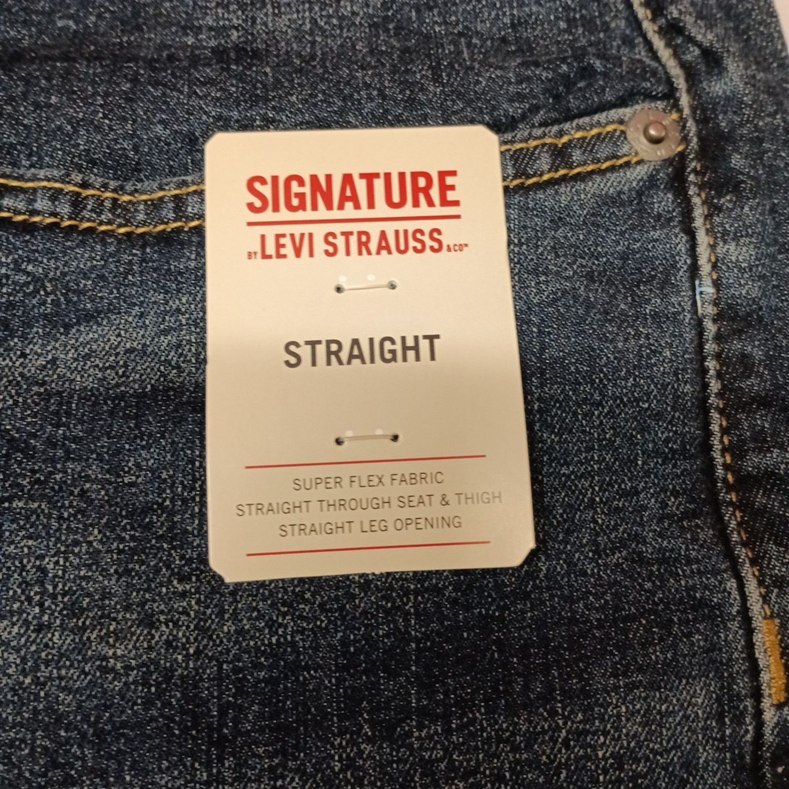 Levi's Signature By Levi Straight Jeans Mens 36x30 Blue Cotton Flex Size US 36 / EU 52 - 5 Thumbnail