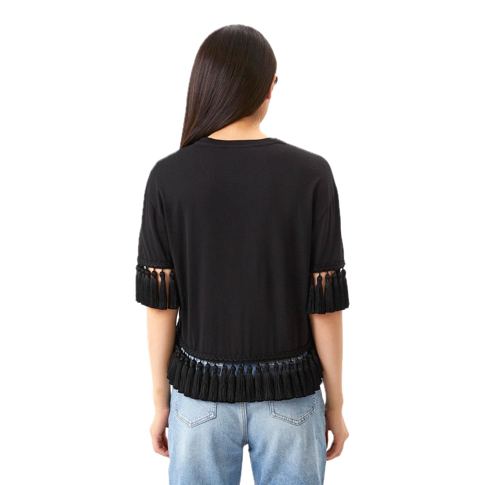 Dolce & Gabbana Dolce & Gabbana Black Tassel Trimmings Jersey T-Shirt IT 48 Size XL / US 12-14 / IT 48-50 - 4 Thumbnail