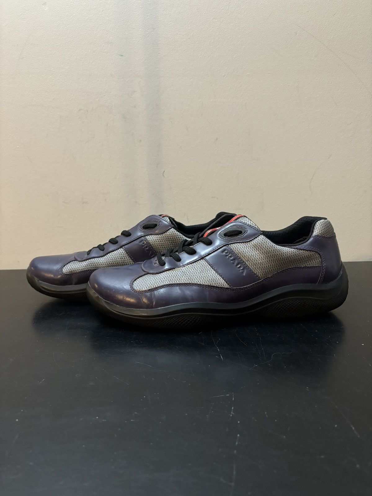 Prada Prada America’s Cup Retro Patent Leather Sneaker Purple Grey Size US 8.5 / EU 41-42 - 1 Thumbnail