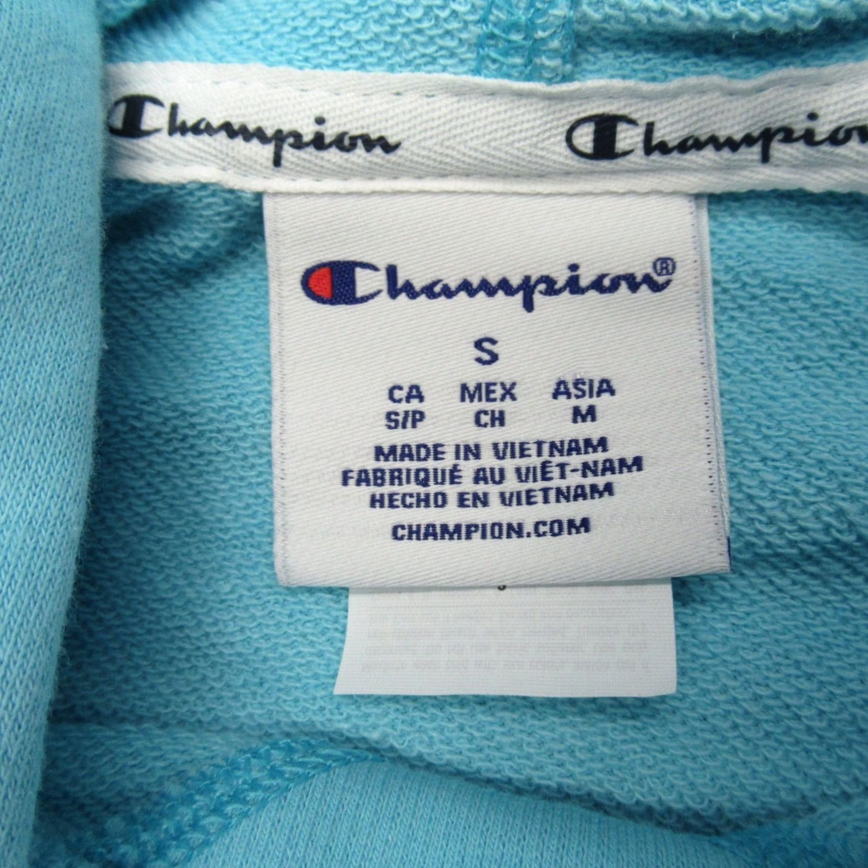 Champion Champion Hoodie Women Small Blue Solid Cropped Pullover Moisture Wicking Fleece Hooded Pockets Sweatshirt Size S / US 4 / IT 40 - 7 Thumbnail