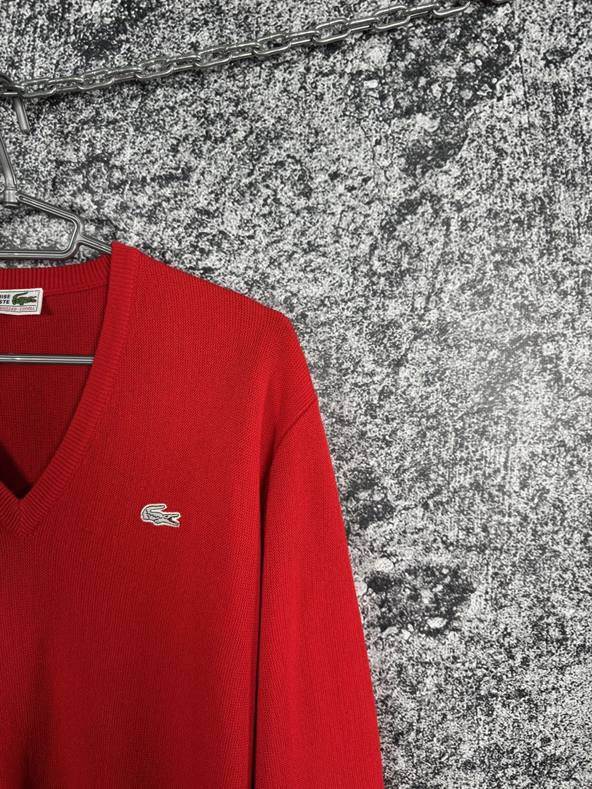 Lacoste Chemise Lacoste Vintage Red V-Neck Sweater Pullover Size 6 Size US XL / EU 56 / 4 - 2 Thumbnail
