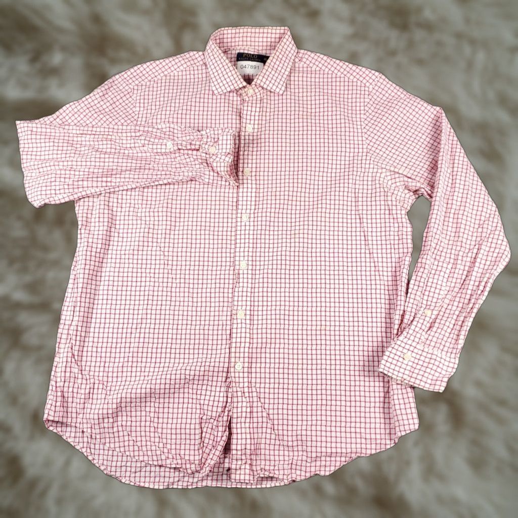 Ralph Lauren Ralph Lauren Shirt Mens XL Pink Check Button-Down Long Sleeve Casual Formal Vintage-Style 2000s Mens XL Pink Checkered Cotton Shirt Size US XL / EU 56 / 4 - 1 Thumbnail