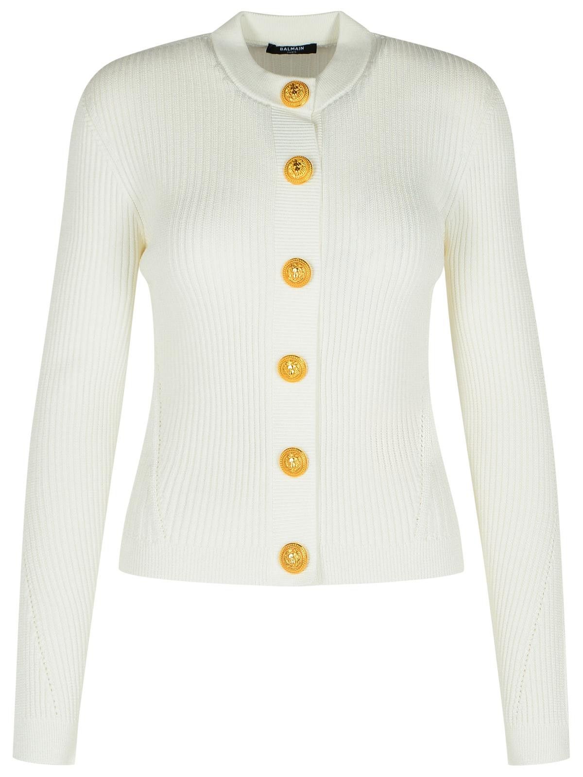 Balmain BALMAIN White Viscose Blend Sweater Size S / US 4 / IT 40 - 1 Thumbnail