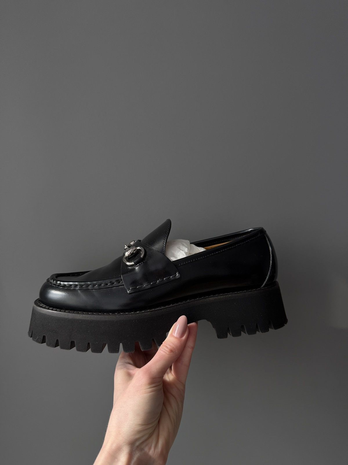 Gucci Gucci “Sylke” Horsebit Leather Loafers with Chunky Platform Size US 7 / IT 37 - 2 Thumbnail
