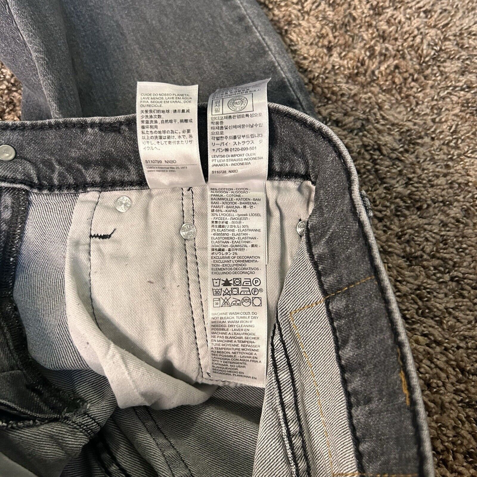 Levi's Levis 512 Jeans 28x30 Black/Grey Denim Slim Taper Fit Casual Size US 28 / EU 44 - 8 Thumbnail