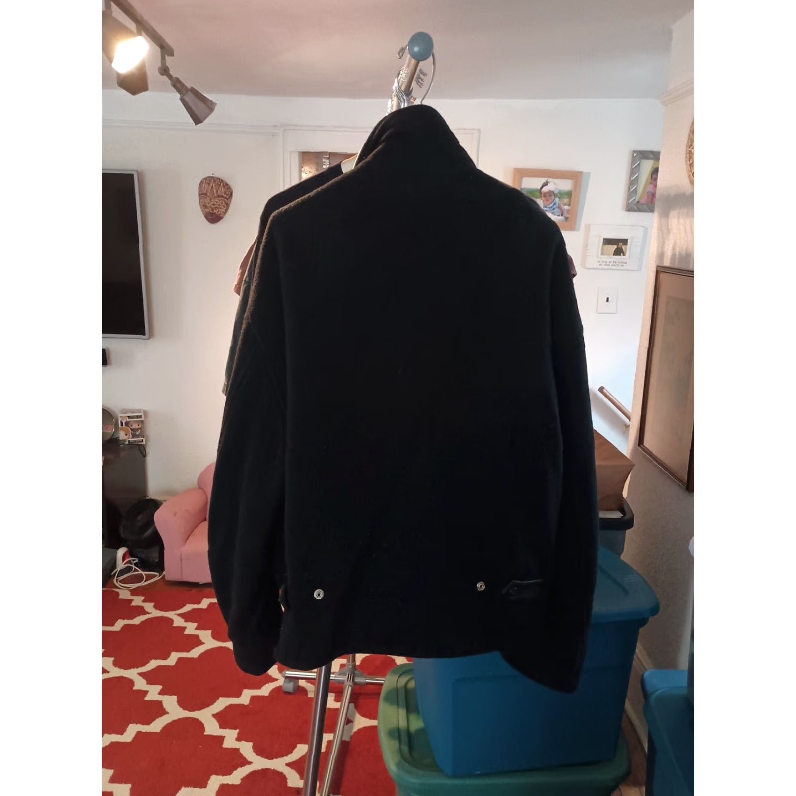 Planet Hollywood VINTAGE Planet Hollywood Wool Coat XL Black Leather Trim 1990s Motorcycle/Biker Made in USA Mens XL Size US XL / EU 56 / 4 - 4 Thumbnail