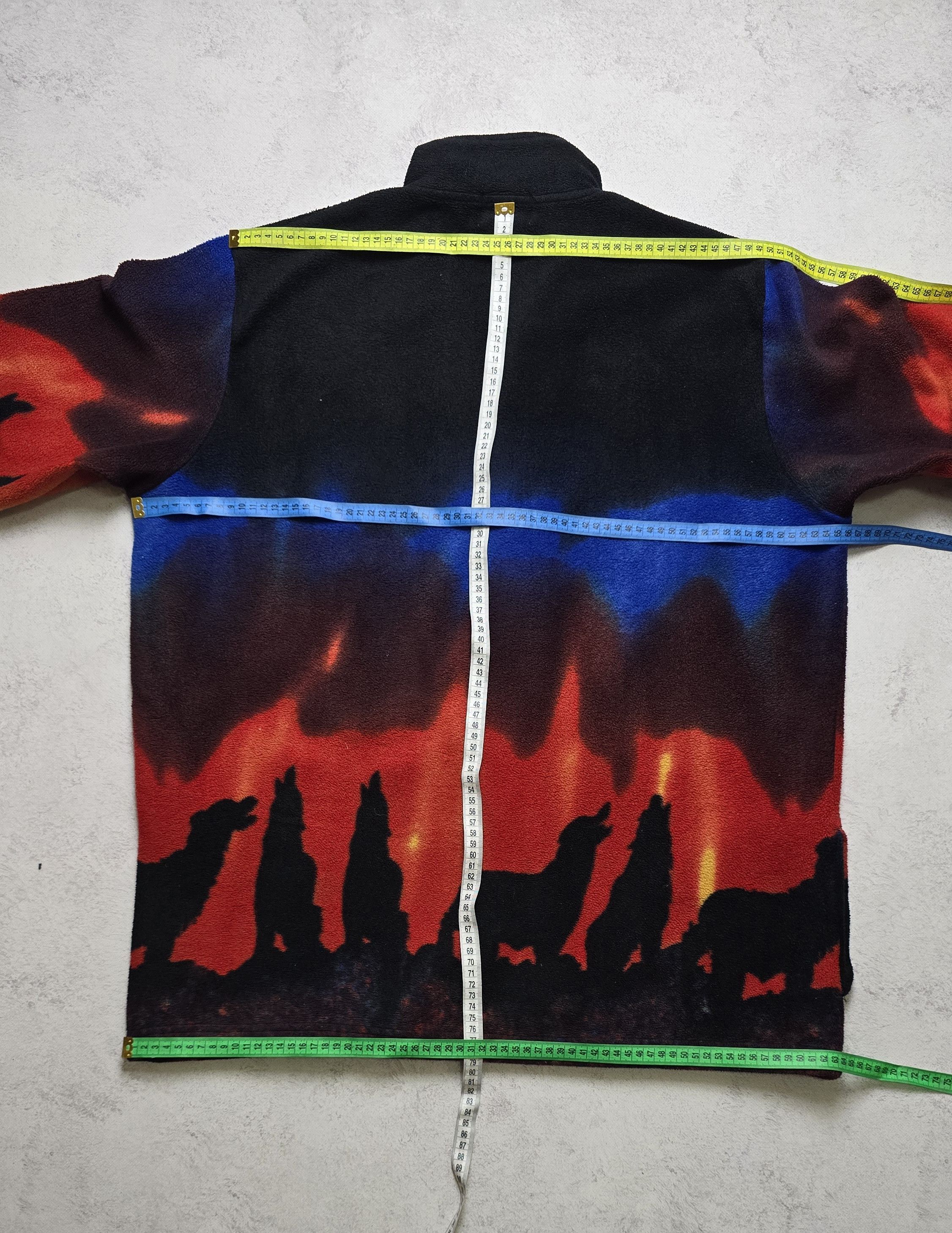 Other Vintage Jacques Lorant Wolf Fleece Jacket Northern Lights Size L / US 10 / IT 46 - 3 Thumbnail