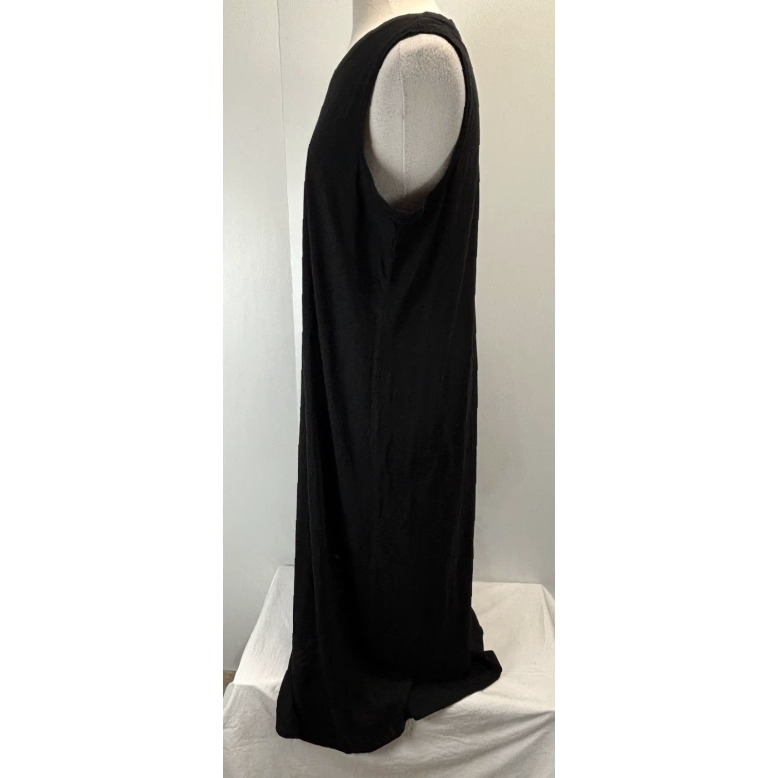 Vintage Chicos Maxi Dress Black Sleeveless Slub Casual Comfort Shift 12/14 Women Adults Summer Spring Fall Round Neck Pullover Casual Dress Size XL / US 12-14 / IT 48-50 - 2 Thumbnail