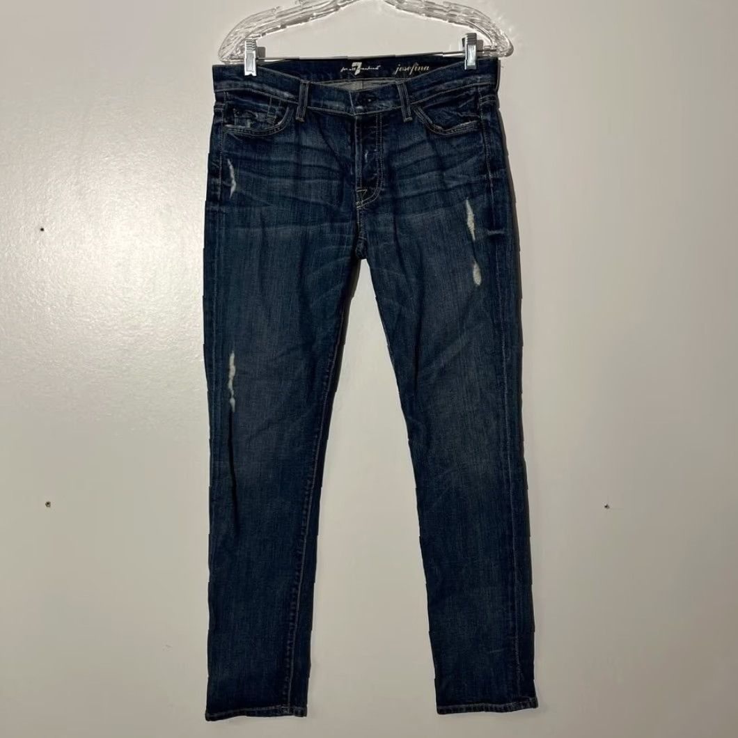 7 For All Mankind 7 For All Mankind Josefina Jeans Blue Distressed Size 27 Boyfriend Slim 5-Pocket Denim Cotton Blend Women Size 27" / US 4 / IT 40 - 2 Thumbnail