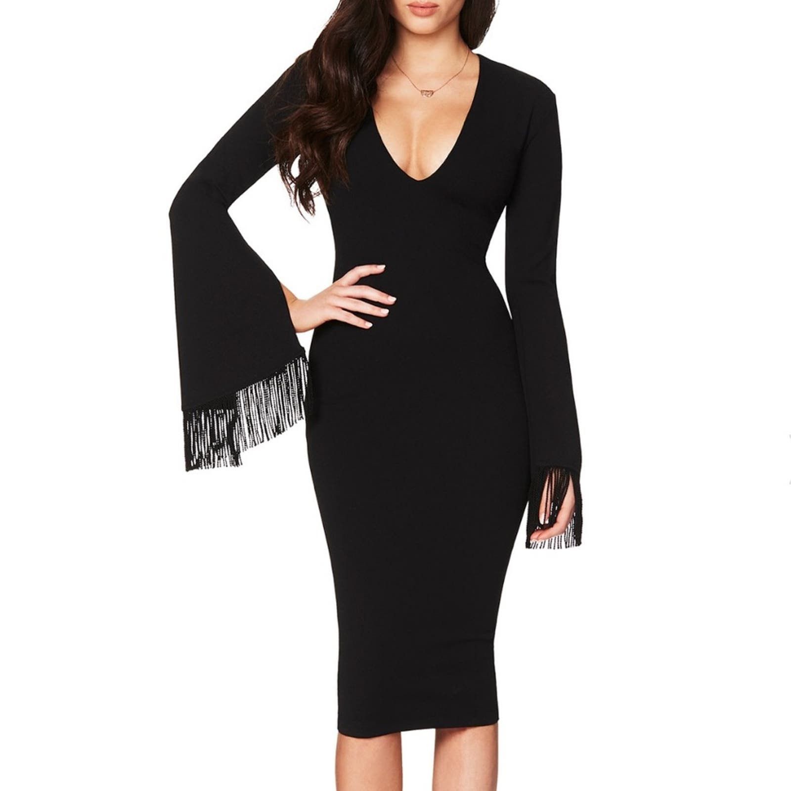 image of Nookie Iris Long Sleeve Midi Dress In Black, Women's (Size XS)