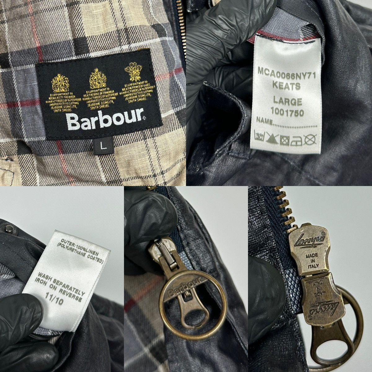 Barbour Barbour Black Keats Linen/Polyurethane Coated Jacket Size US L / EU 52-54 / 3 - 25 Thumbnail