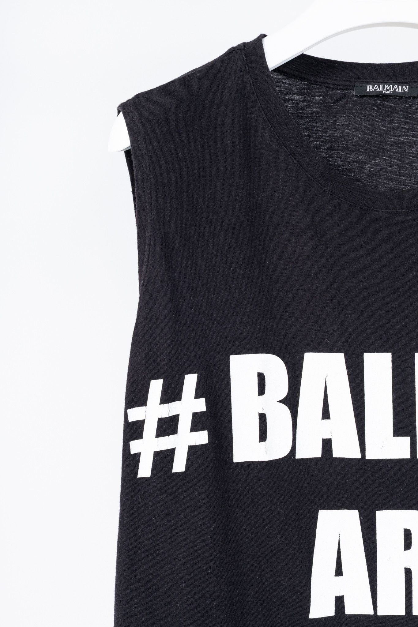 Balmain Balmain Black Cotton "#Balmain Army" Graphic Muscle Tank Size L / US 10 / IT 46 - 5 Thumbnail