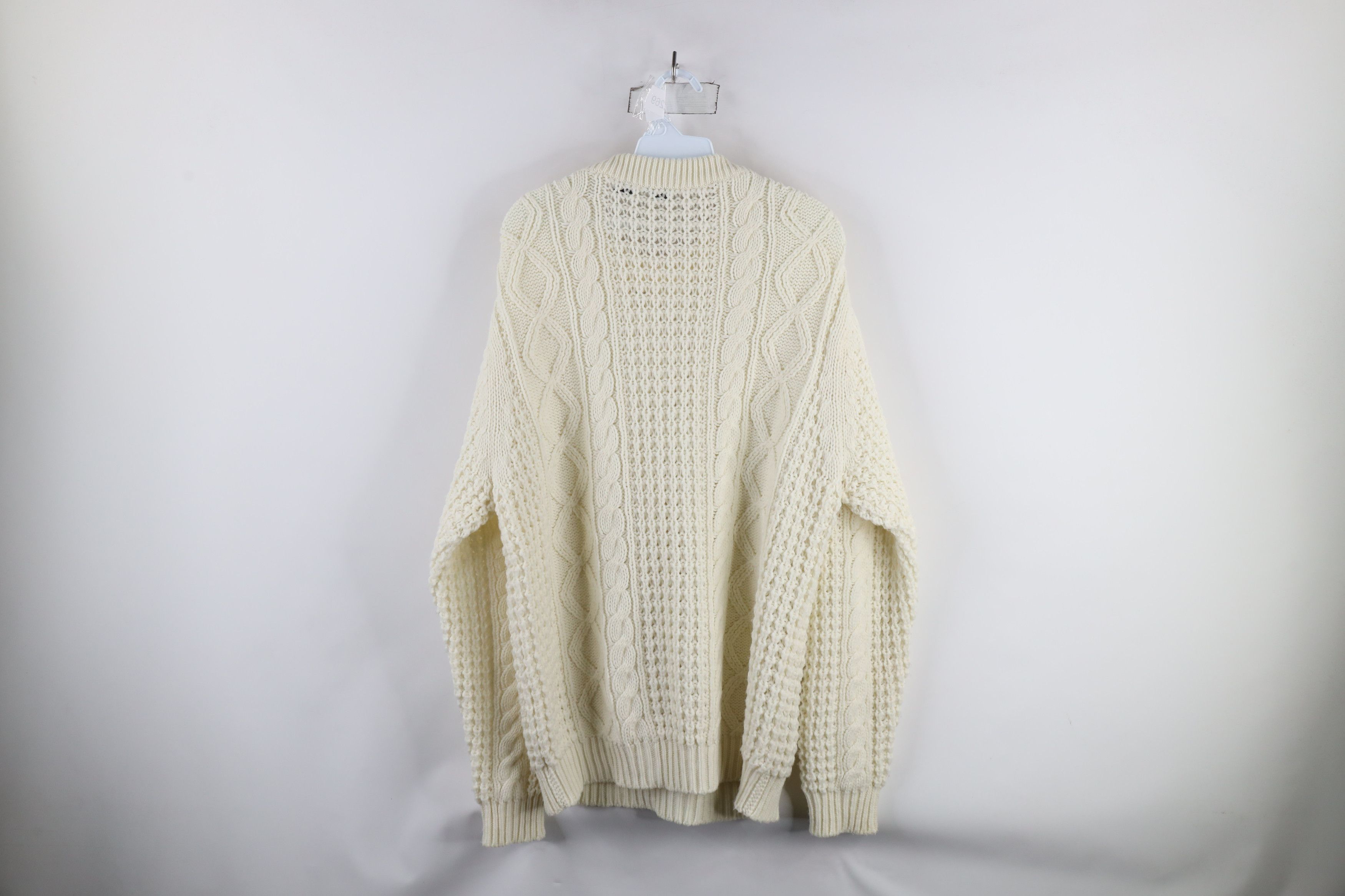 Vintage Vintage 70s Streetwear Knit Fisherman Sweater Cream Acrylic Size US XL / EU 56 / 4 - 5 Thumbnail