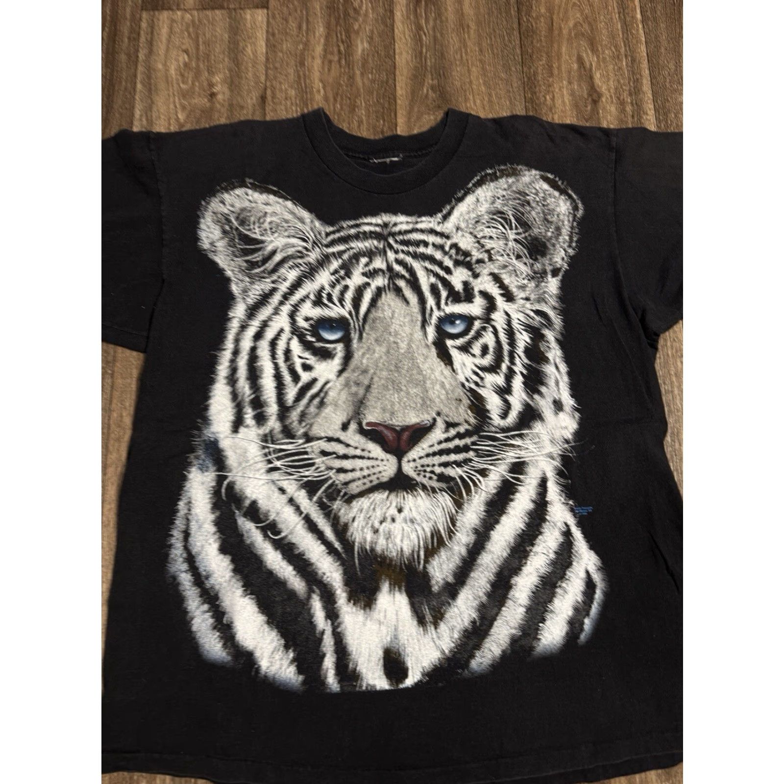 Vintage VINTAGE Busch Gardens Tampa White Tiger Nature 90s T-Shirt XL Mens Black Cat Face Graphic Shirt Size US XL / EU 56 / 4 - 4 Thumbnail
