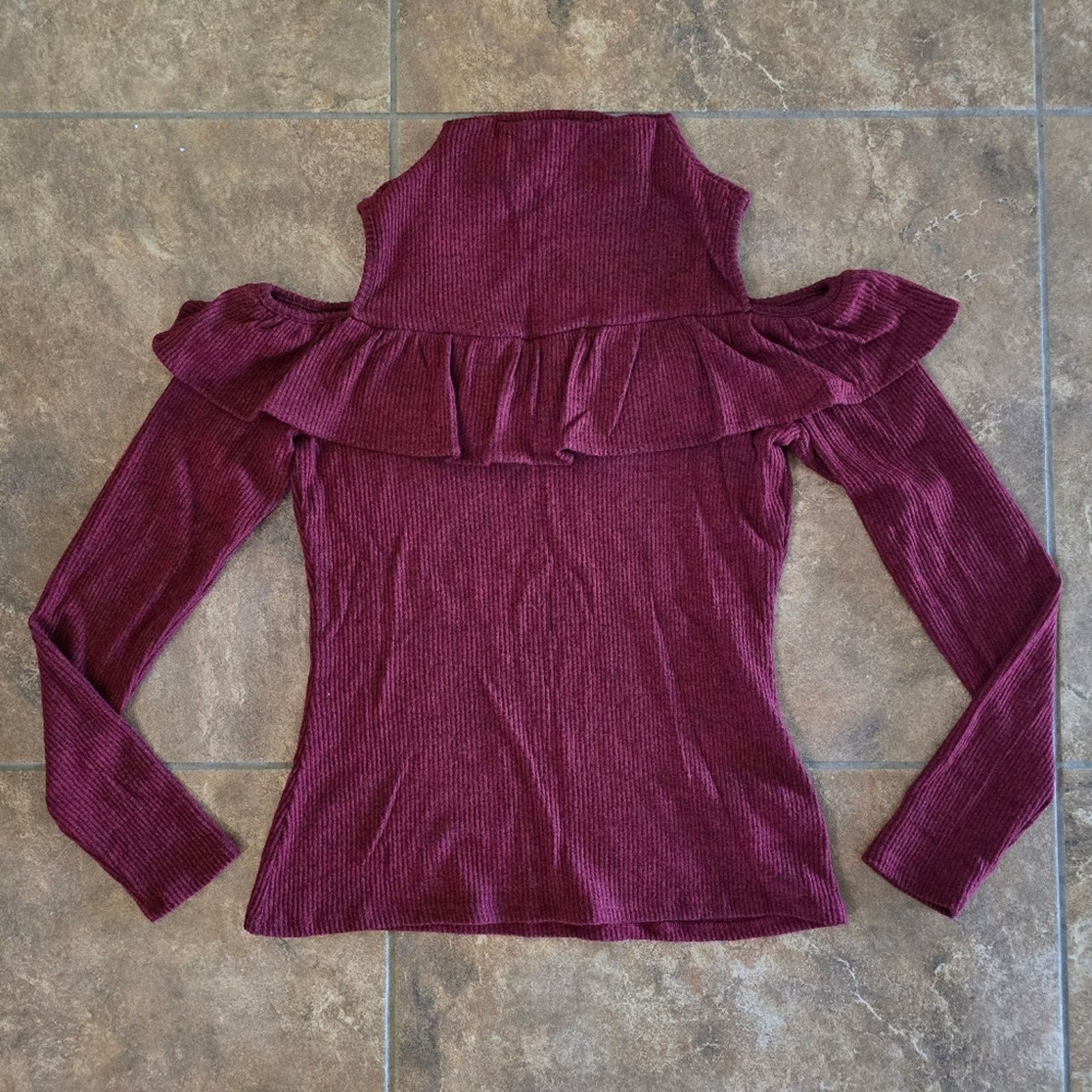 Other Burgundy Black | REDHAUTE | Ruffled Long Sleeve Size S / US 4 / IT 40 - 2 Thumbnail