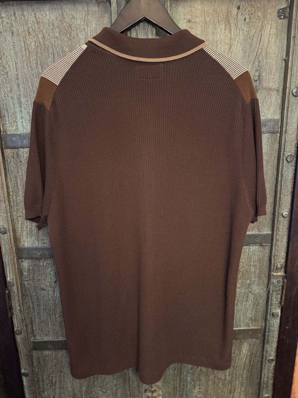 Beams Plus Striped Cotton Polo Shirt in Brown Size US L / EU 52-54 / 3 - 3 Thumbnail