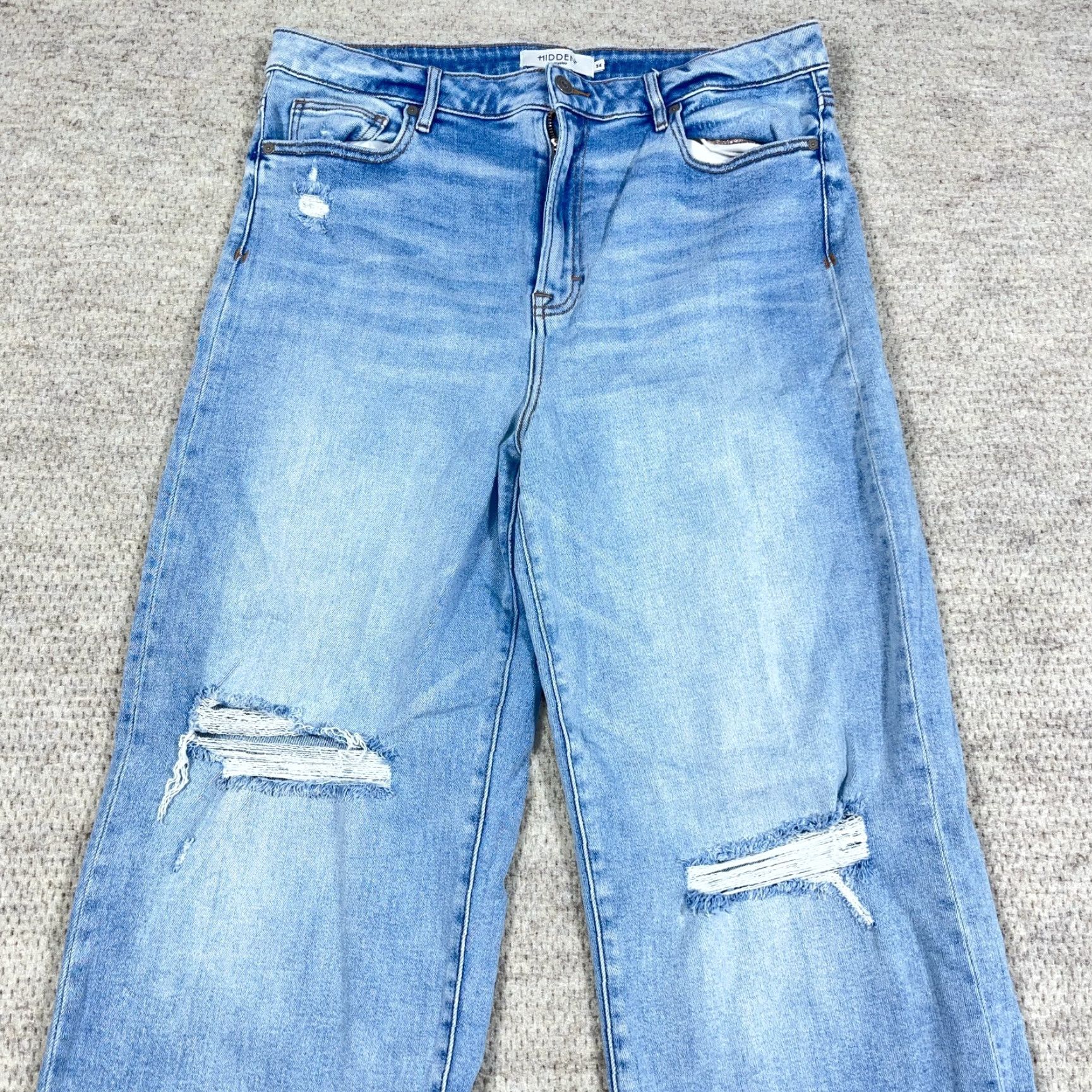 Vintage Judy Blue Jeans Women 34 Wide Leg Distressed High Rise Vintage Style Blue 5-Pocket Regular Fit Boyfriend Straight Space: N/A Size 24" / US 00 / IT 34 - 5 Thumbnail