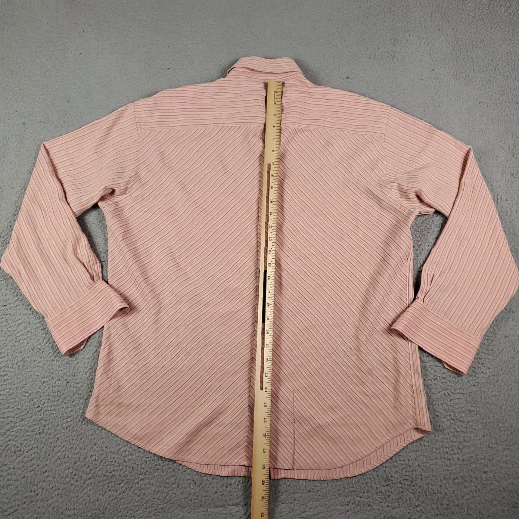 BUGATCHI BUGATCHI UOMO Shirt Mens Large Peach Striped Button-Up Long Sleeve Cotton Classic / Preppy Colorful Business Casual Formal Workwear Mens L Peach/Coral Size US L / EU 52-54 / 3 - 5 Thumbnail