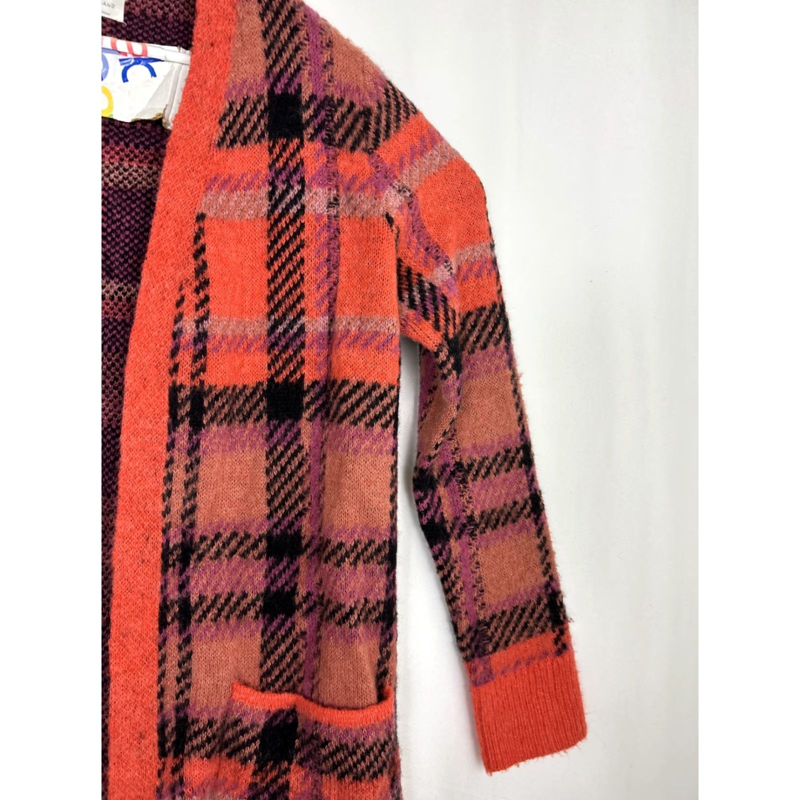Lucky Brand Lucky Brand Sweater Cardigan Womens Small Red Plaid Long Sleeve Acrylic Wool Pockets Size S / US 4 / IT 40 - 5 Thumbnail