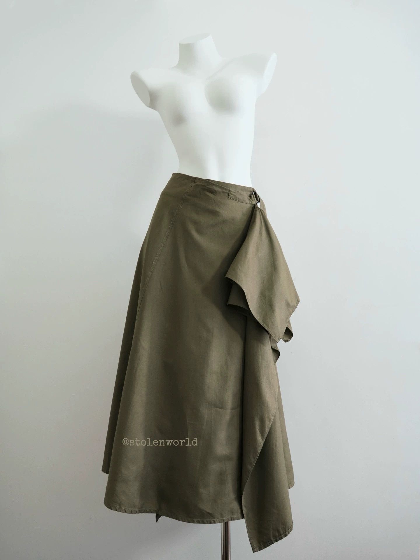 Yohji Yamamoto Yohji Yamamoto Noir Military Green Drape Skirt Size 26" / US 2 / IT 38 - 4 Thumbnail