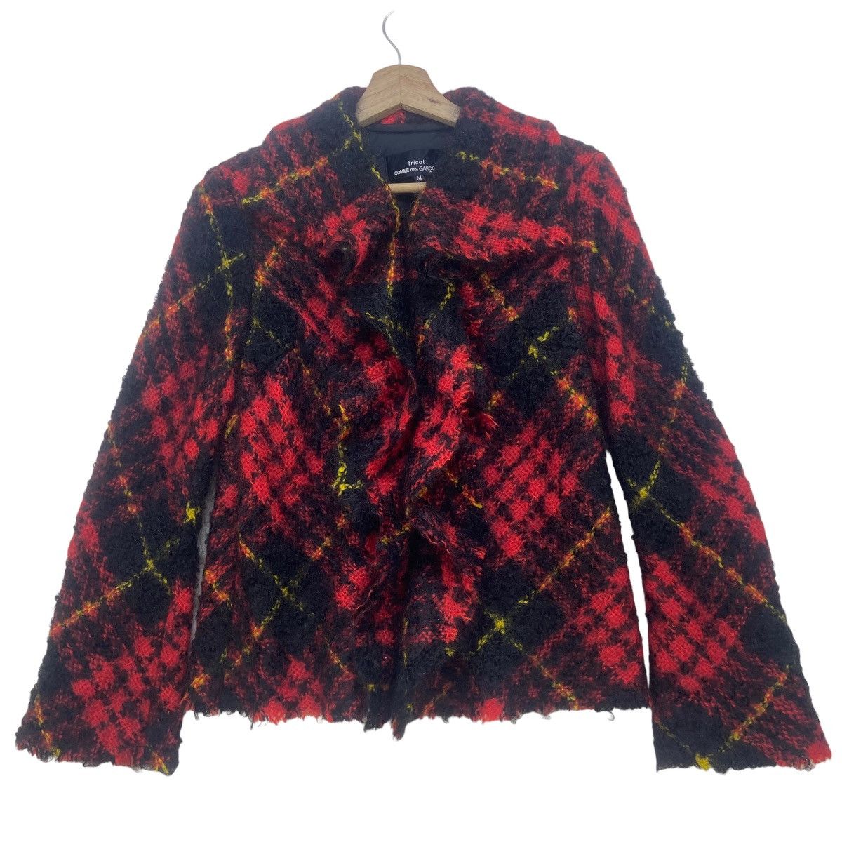 Comme des Garcons Tricot Comme des Garçons Red Check Mohair Jacket Size S / US 4 / IT 40 - 4 Thumbnail