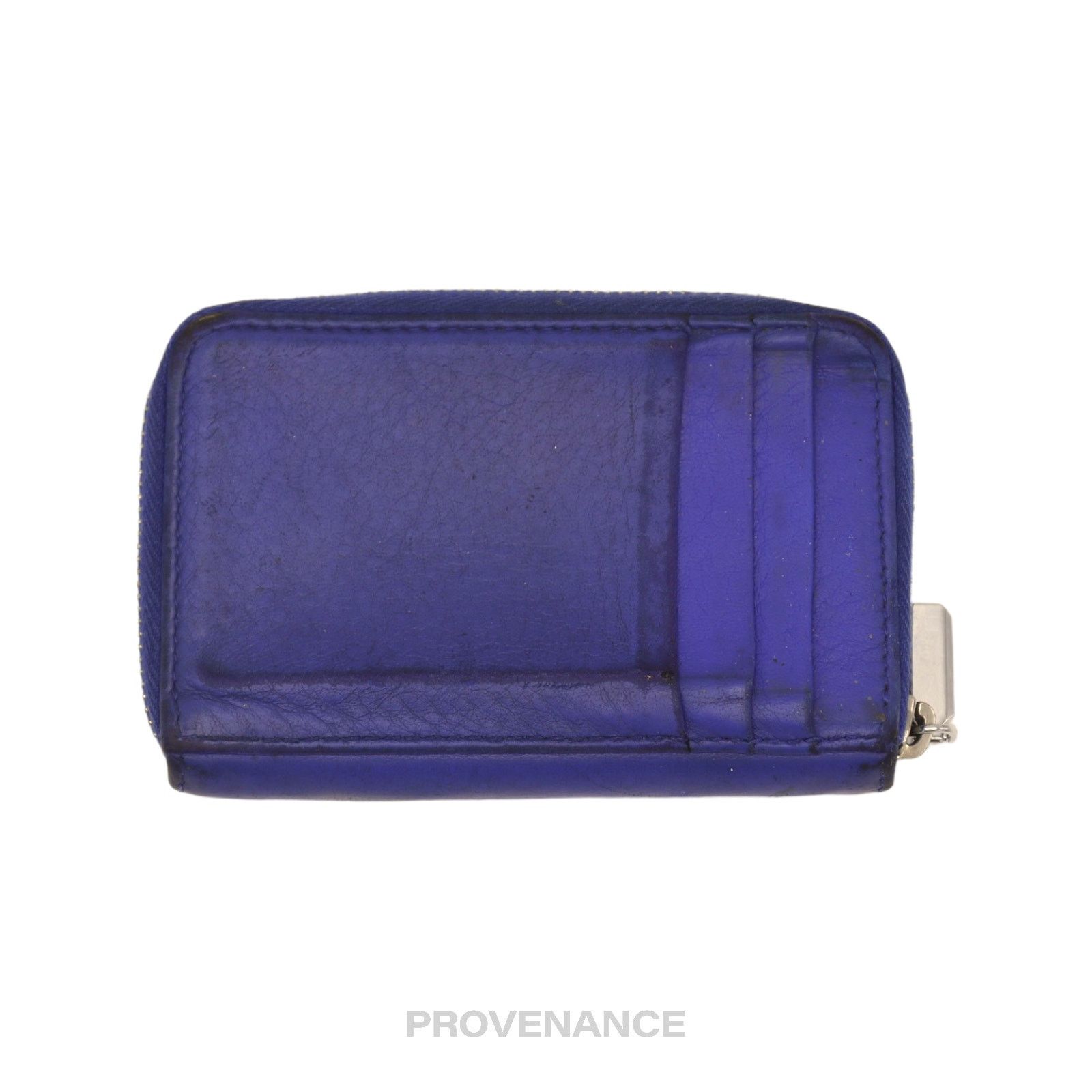 Balenciaga 🔴 Balenciaga Logo Zip Card Wallet - Blue Leather Size ONE SIZE - 2 Thumbnail