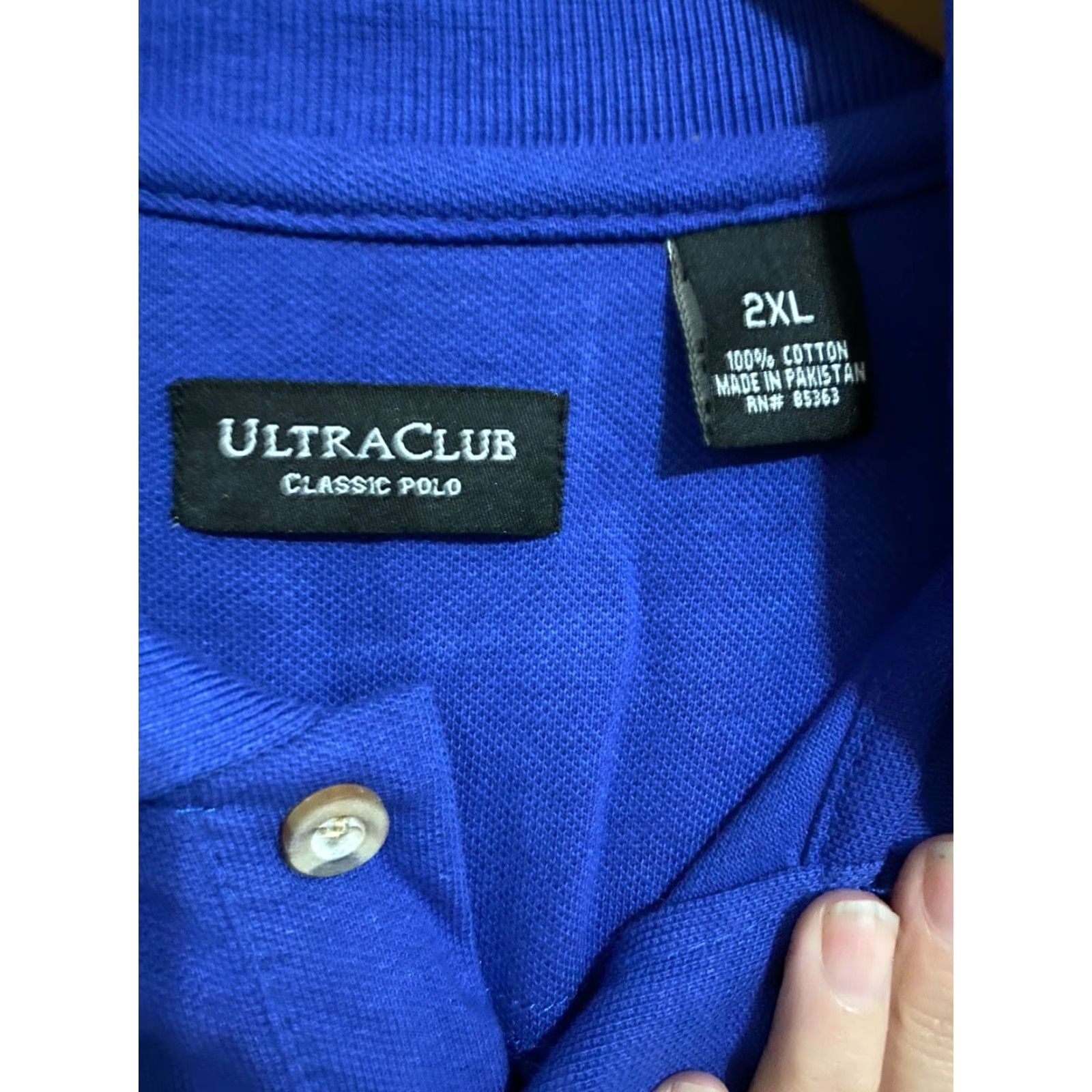 Vintage Ultra Club Polo Shirt Men Short Sleeve Blue 2XL Button-Up Classic 100% Cotton Solid Polo Shirt Size US XXL / EU 58 / 5 - 2 Thumbnail