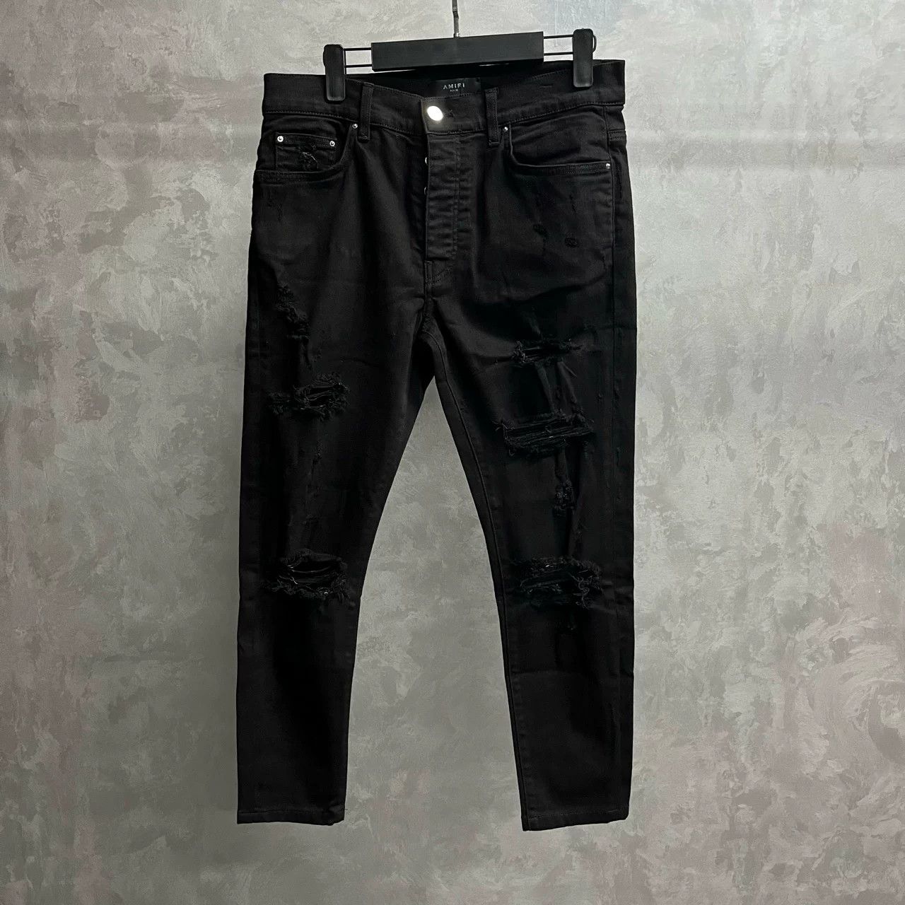 Amiri Amiri Black Distressed Patch Jeans Size US 32 / EU 48 - 1 Thumbnail