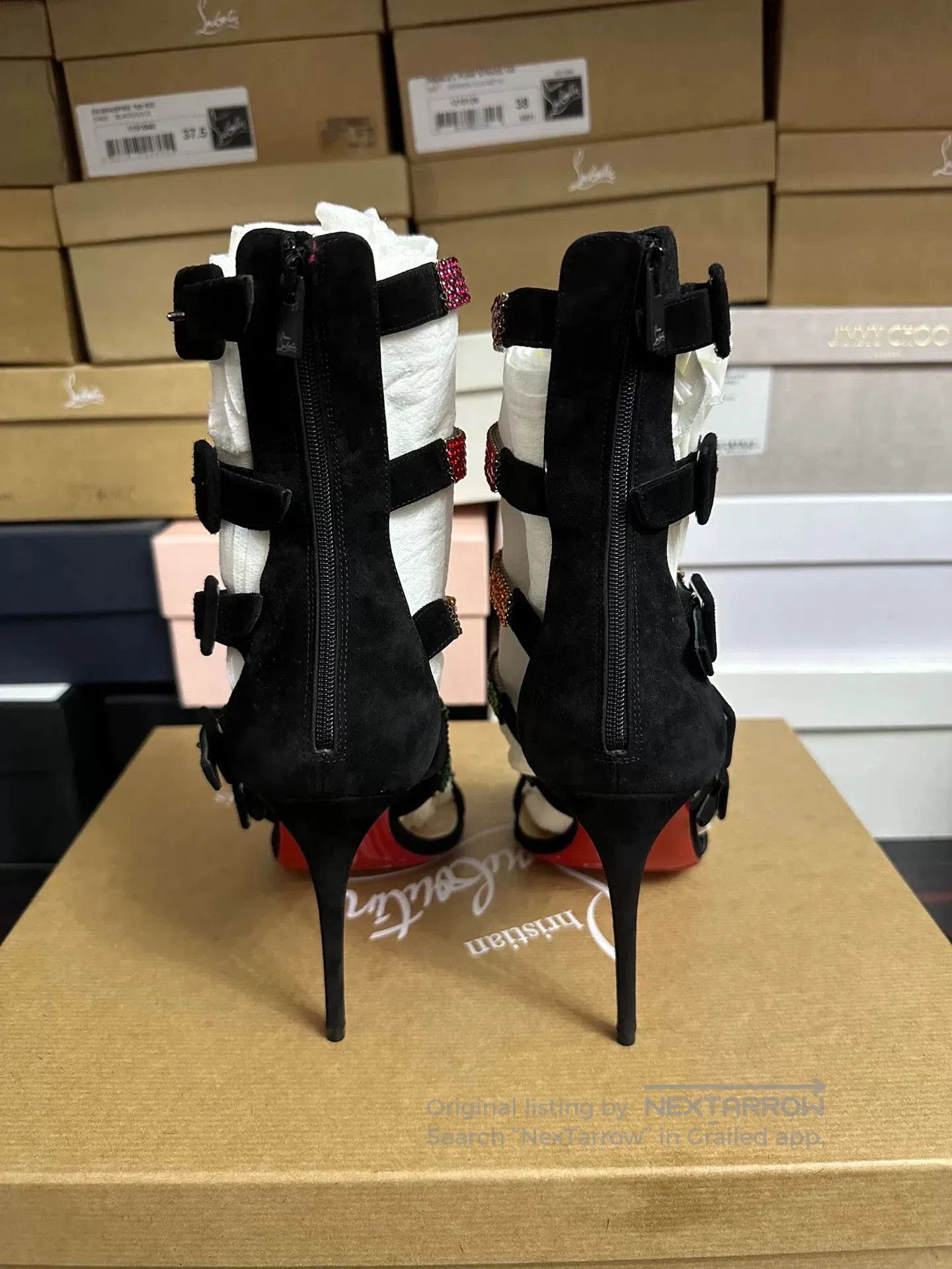 Christian Louboutin Christian Louboutin Red Sole Crystal Heels. Size US 6.5 / IT 36.5 - 4 Thumbnail
