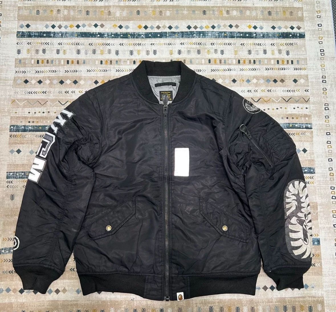 image of Bape Shark Ma-1 Jacket in Black, Men's (Size Small)