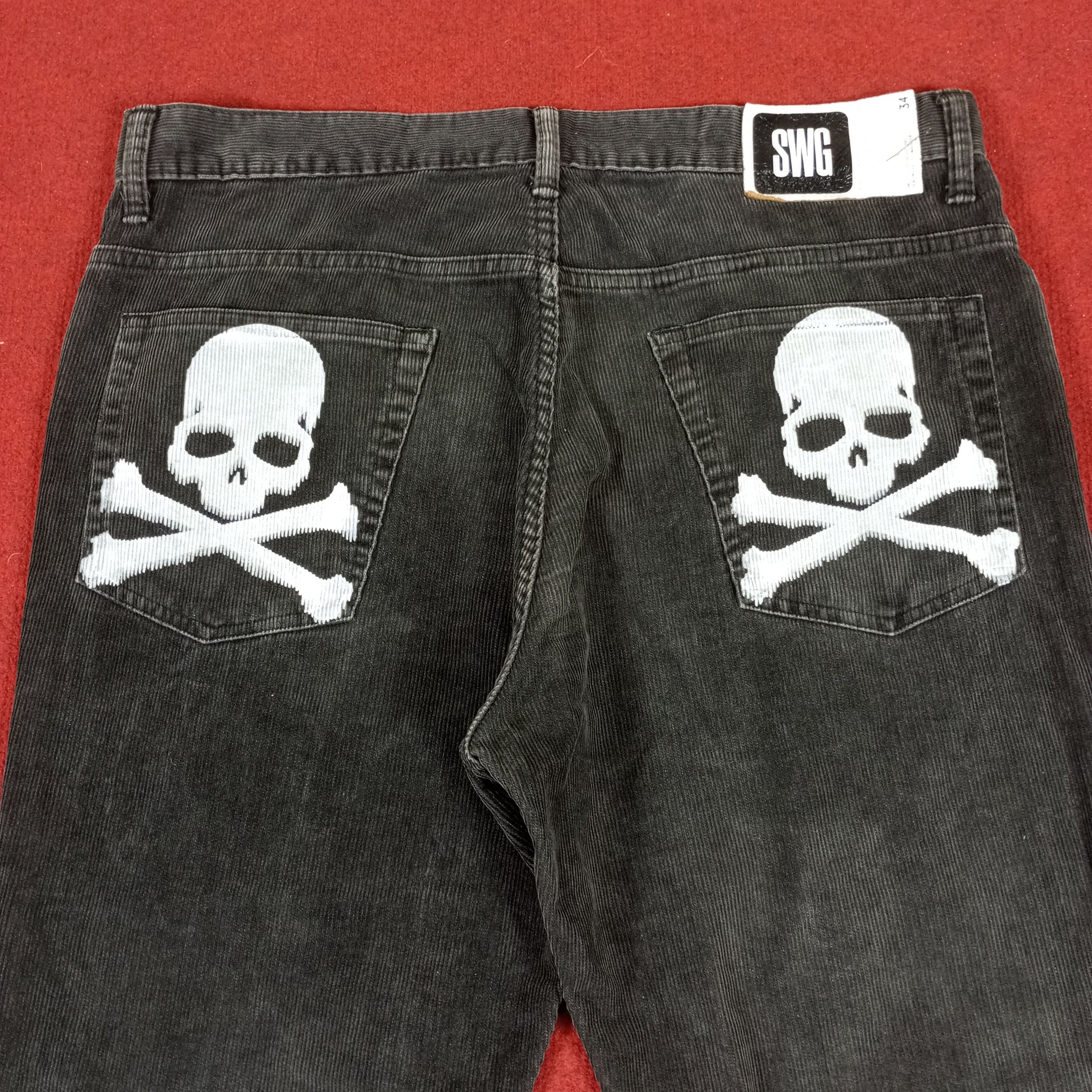 Swagger × Vintage Swagger Skulls Design Rock Punk Style Corduroy Pants Size US 34 / EU 50 - 2 Thumbnail