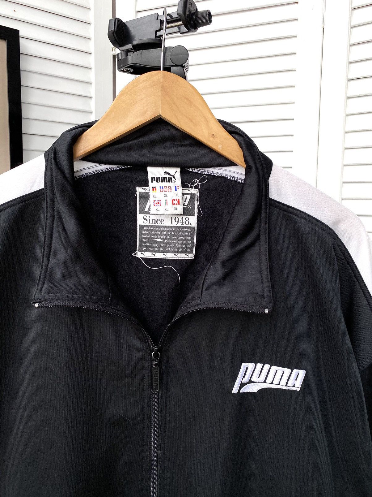 Puma × Vintage Vintage Puma Striped Track Retro Jacket Black Size US XL / EU 56 / 4 - 4 Thumbnail